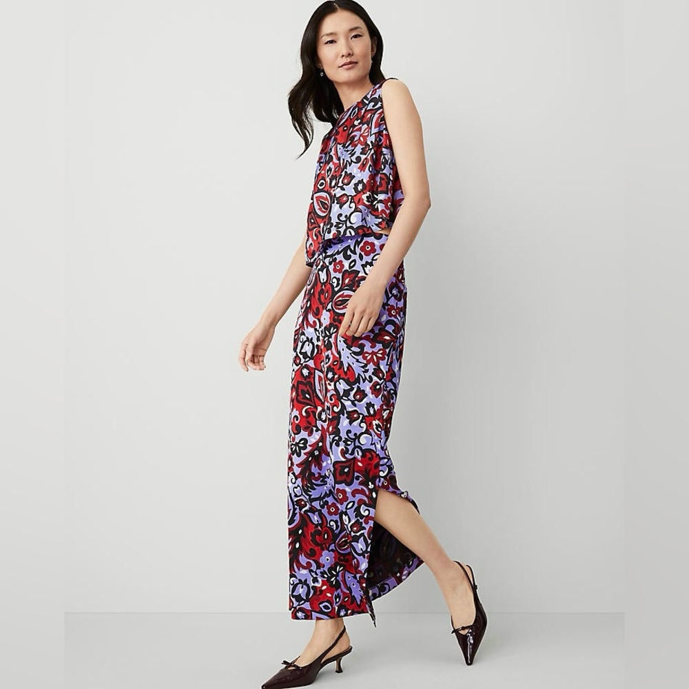 ANN TAYLOR NWT XXL Paisley Tank in Iconic Red • Floral Sleeveless Shell Top - Picture 9 of 11